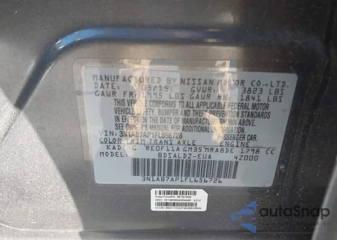 2015 Nissan Sentra Fe+ S/S/Sl/Sr/Sv from USA, damaged, VIN 3N1AB7AP1FL656726